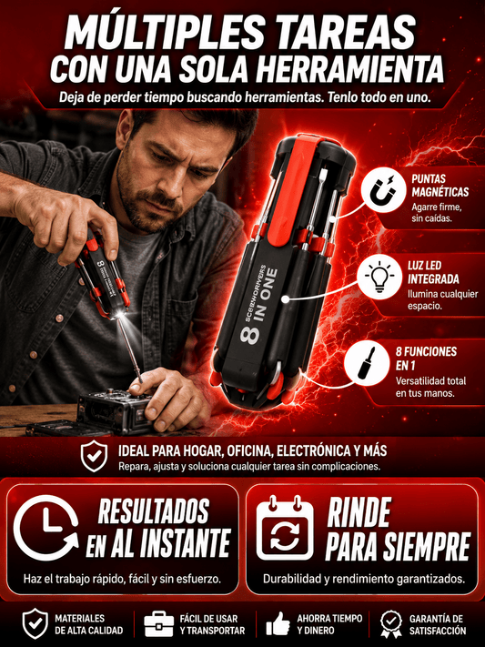LED desatornillador multifunción 8 en 1