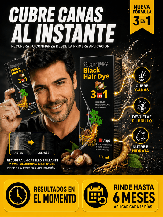Shampoo con tinte cubre canas negr