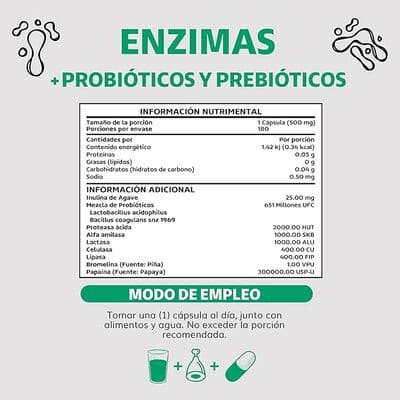 Suplemento Enzimas Digestivas 180 cap